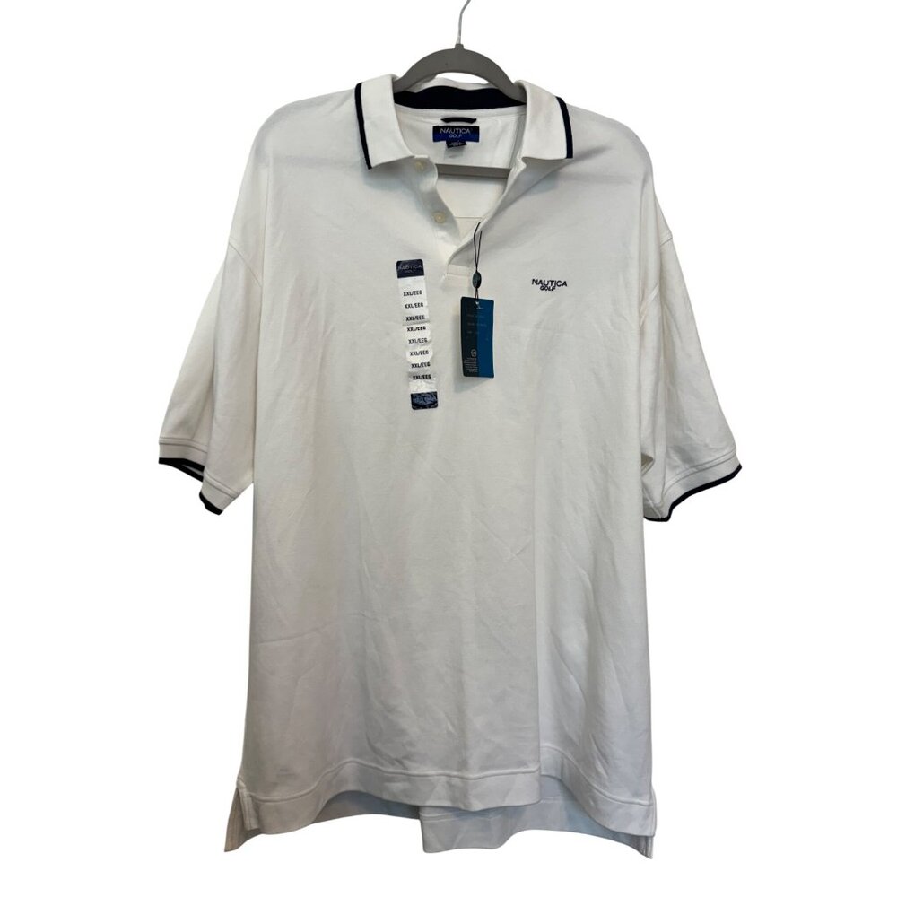 Nautica Golf Polo Shirt Mens XXL White Cotton Short Sleeve Casual Shirt